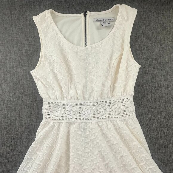 American Rag Fit & Flare Dress Medium Sleeveless‎ scoop Neck Zipper Ivory Lined - Picture 4 of 12